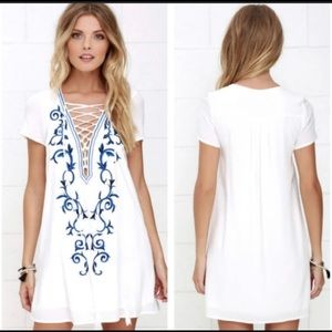 NWT LULUS Down in Kokomo Ivory Embroidered Dress Size Medium